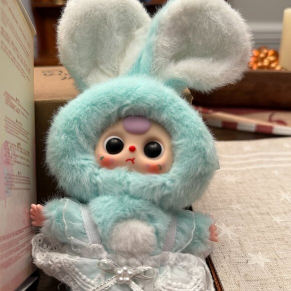 LOT OF 2 BABY THREE PLUSHIES BEAR AND RABBIT  NEW - Picture 4 of 4